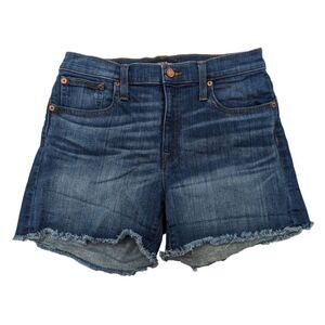 J Crew Hipslung Cut Off Shorts Womens 26 Blue Denim Raw Hem Cuffed Casual